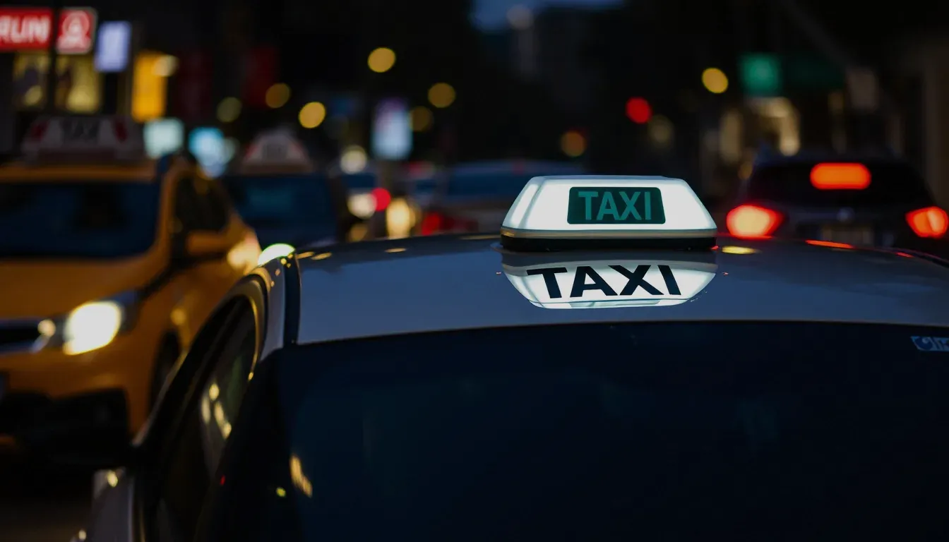 Imagen que muestra un taxi con la matrícula visible